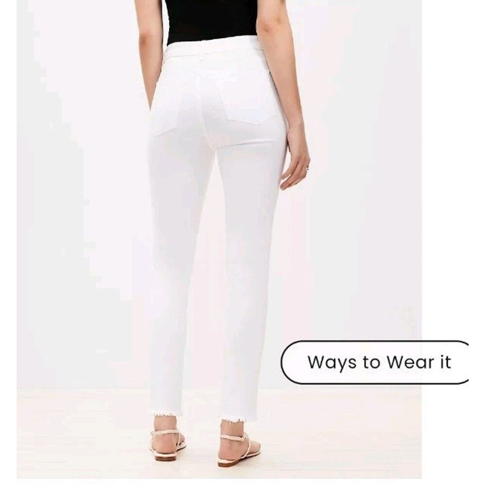 New Ann Taylor Loft White Jeans Skinny Raw Hem High Rise Tall Plus‎ Size 16